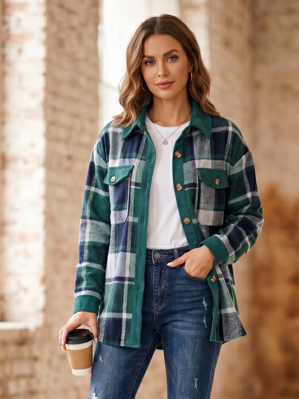 NWT Plaid Flannel Button Down Long Sleeve Jacket - Medium